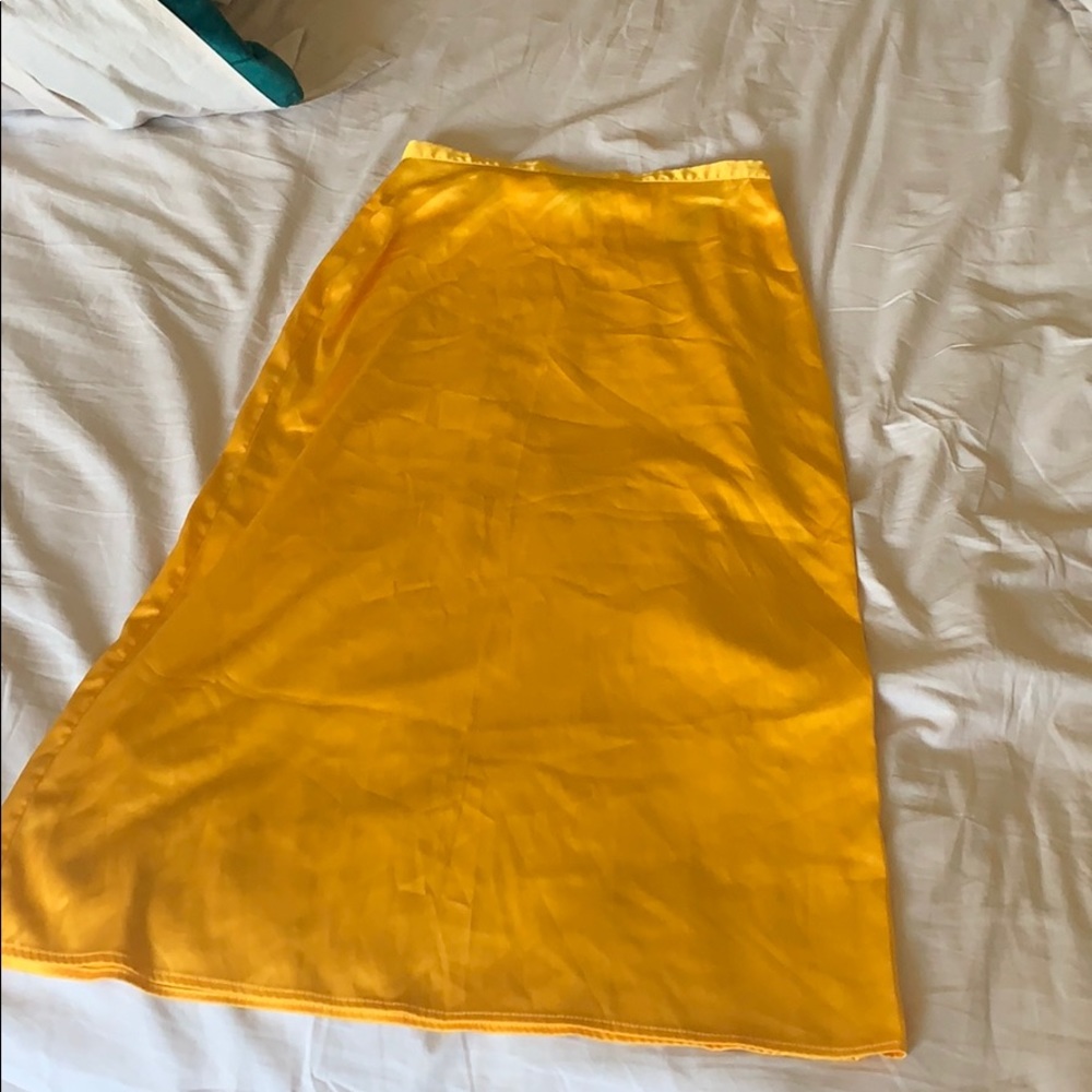 Yellow satin skirt